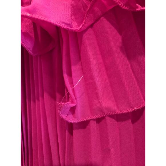 Pink Womens Dress Size Medium Pleated Ruffled Bottom Back Zipper - Picture 3 of 5